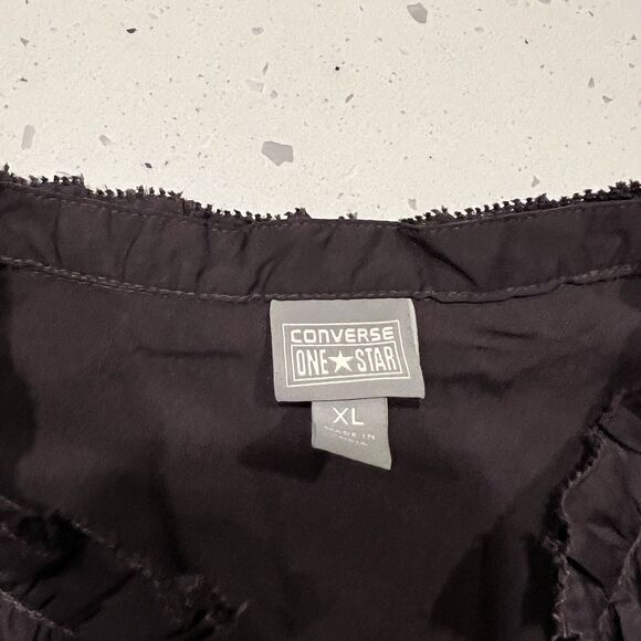 Converse One Star Purple Blouse Top Ruffled sleeveless Button Down Womens XL - Picture 2 of 8